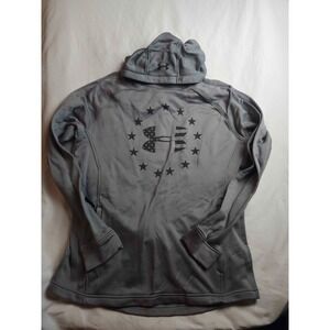 Under Armour Hoodie Womens L Loose Gray Freedom Flag Americana Athleisure Gym